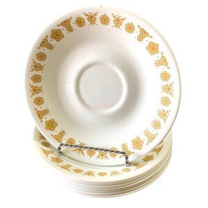 Corelle Corning Ware Butterfly Gold Saucer Set‎ of 8 Dinner Party Thanksgiving